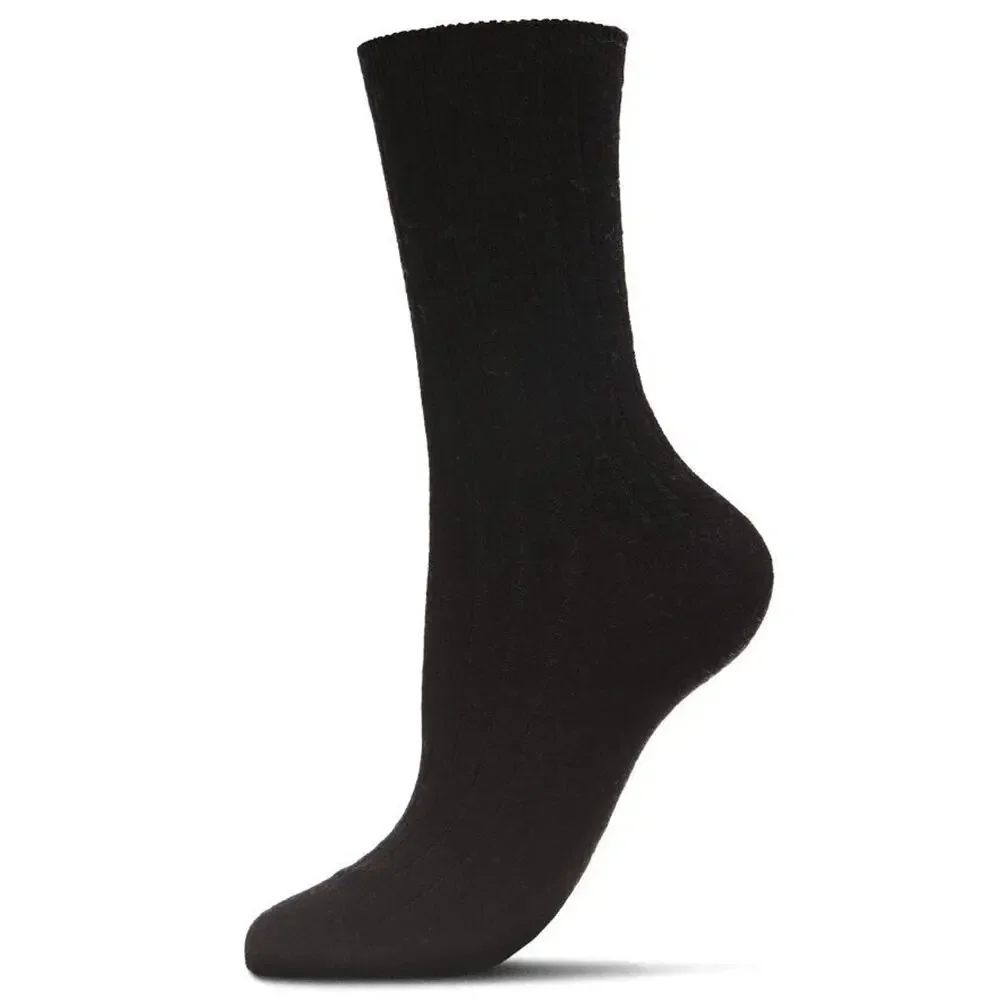 MeMoi Women's Soft Solid Luxe Ribbed Cashmere Blend Crew Socks Fits Shoe Sz 4-10
